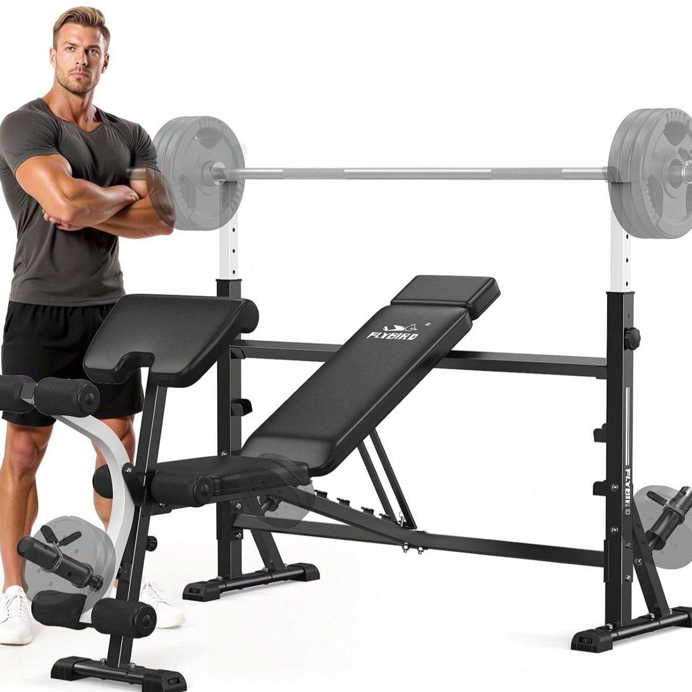 Home Gym With Leg Press - Banco de Pesas Ajustable FLYBIRD, con