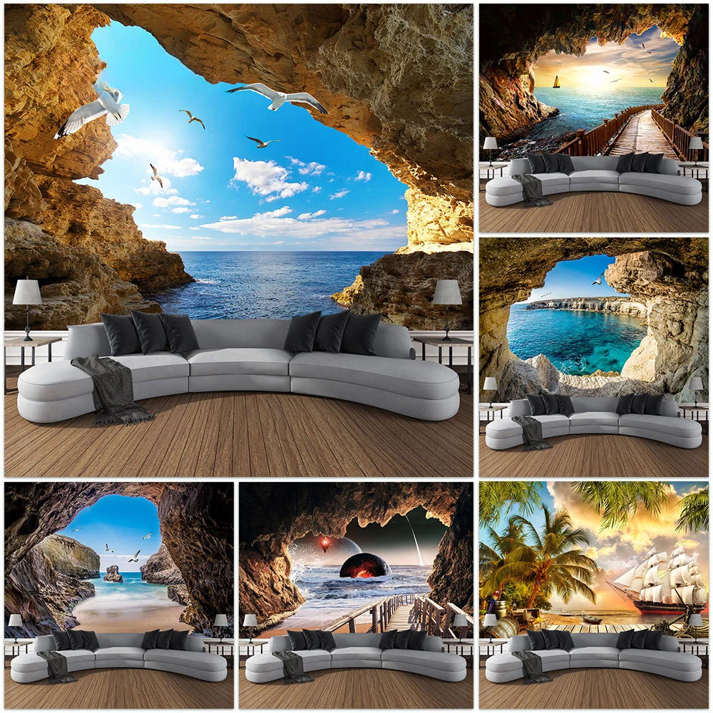 Tapiz de paisaje de cueva de m - Home Gym Decor reseña y precio